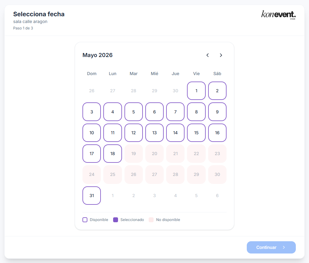 Dashboard de Konevent