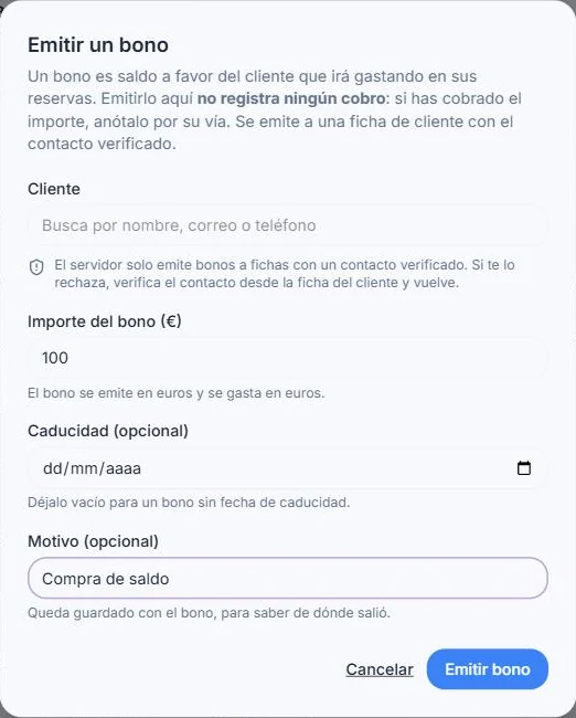 Bonos con saldo por cliente