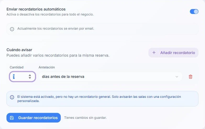 Configuración de recordatorios automáticos